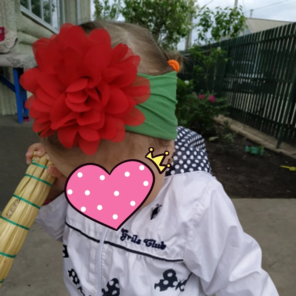 Cute Big Chiffon Flower Headband Newborn Hair Band Ribbon Elastic Child Headdress Headwear Accessories Birthday Present | Детская одежда