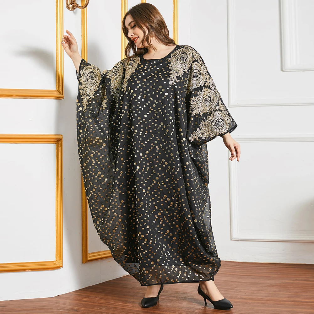 Рамадан скромный халат Дубай яркое платье элегантный рукав летучая мышь