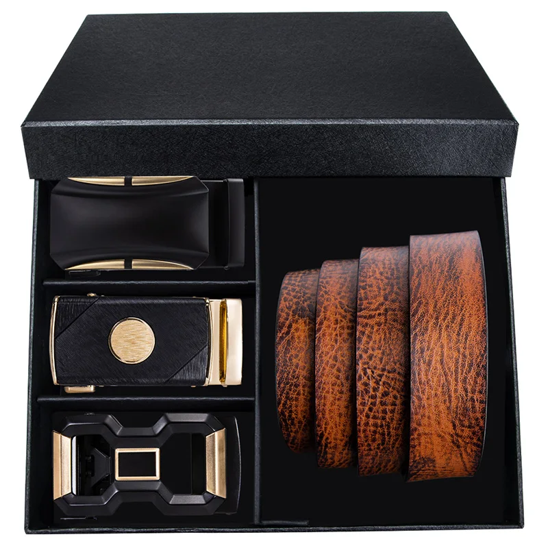 Модный синий кожаный мужской ремень из натуральной кожи с автоматической