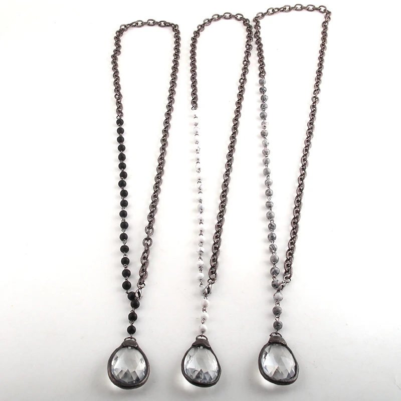 Модные богемные ювелирные изделия 6 мм цепочка из камня Розария и черный с