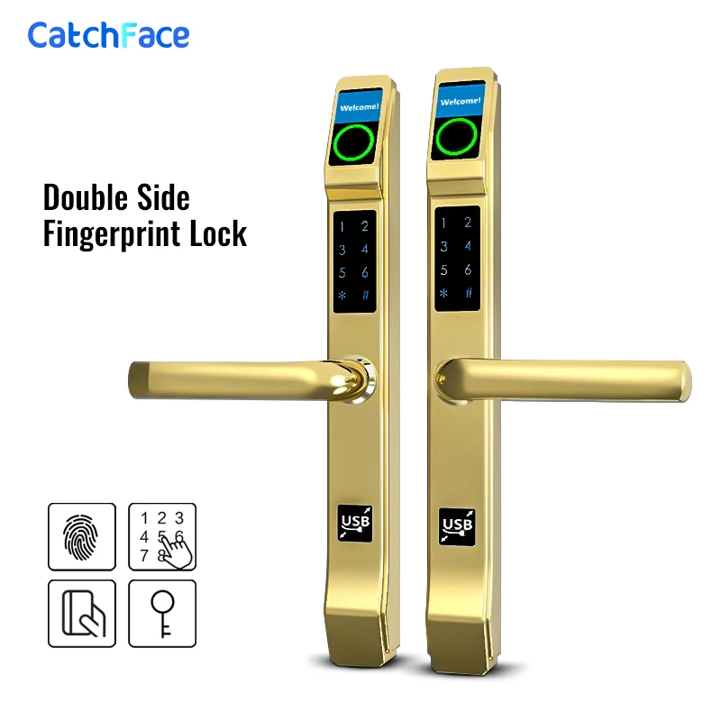 

Fingerprint Outdoor Gate Lock Iron Gate Lock RFID/Fingerprint /Code Electronic Keyless Double side Door Lock for Garden/Home