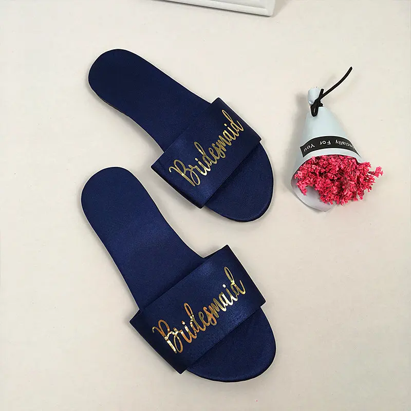 Женские свадебные шлепанцы оригинальные для невесты подружки свадебный подарок