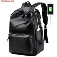waterproof pu leather backpack men school bag for teenage girls boy bookbag laptop bag pack business casual travel backbag black
