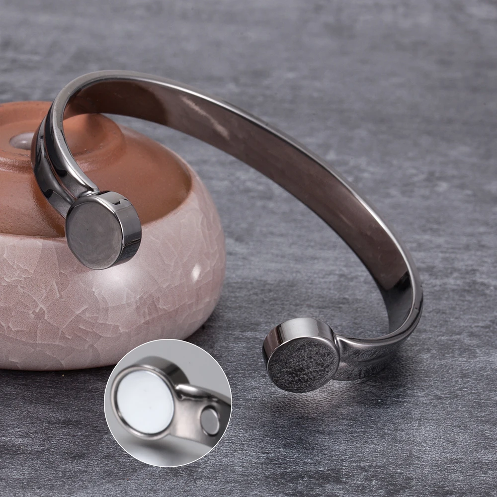 Vinterly Copper Bracelets for Women Silver Color Pure Copper Magnetic Bracelet Health Energy Adjustable Cuff Bracelets Bangles