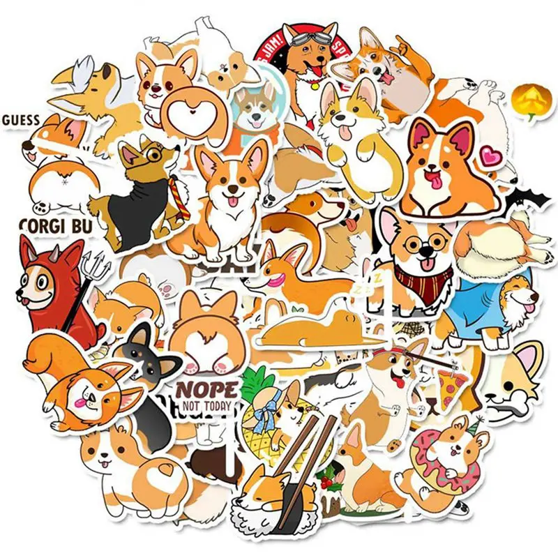 

50pcs/Set Cartoon Stickers Cute Animals Dog For Moto Car & Suitcase Cool Laptop Stickers Skateboard Sticker