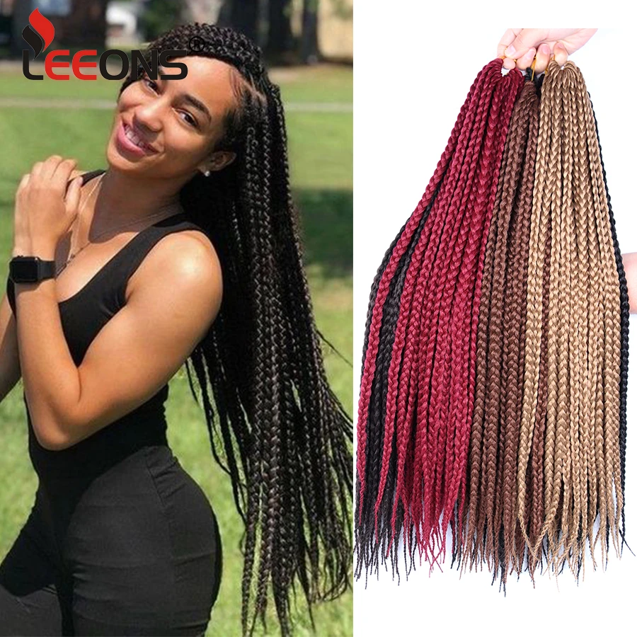 Leeons 30Inch Synthetic Long Faux Locs Box Crochet Braids High Quality Hair Extension Braiding Dreadlocks Black Brown Afro Style