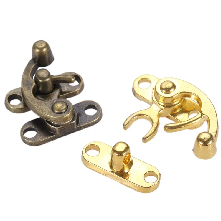 

2pcs/set Latch Buckle Horn Hasp Padlock Clasp Alloy Hook w/screw Wood Jewelry Wine Box Toggle Lock Antique Bronze/Gold 29*33mm