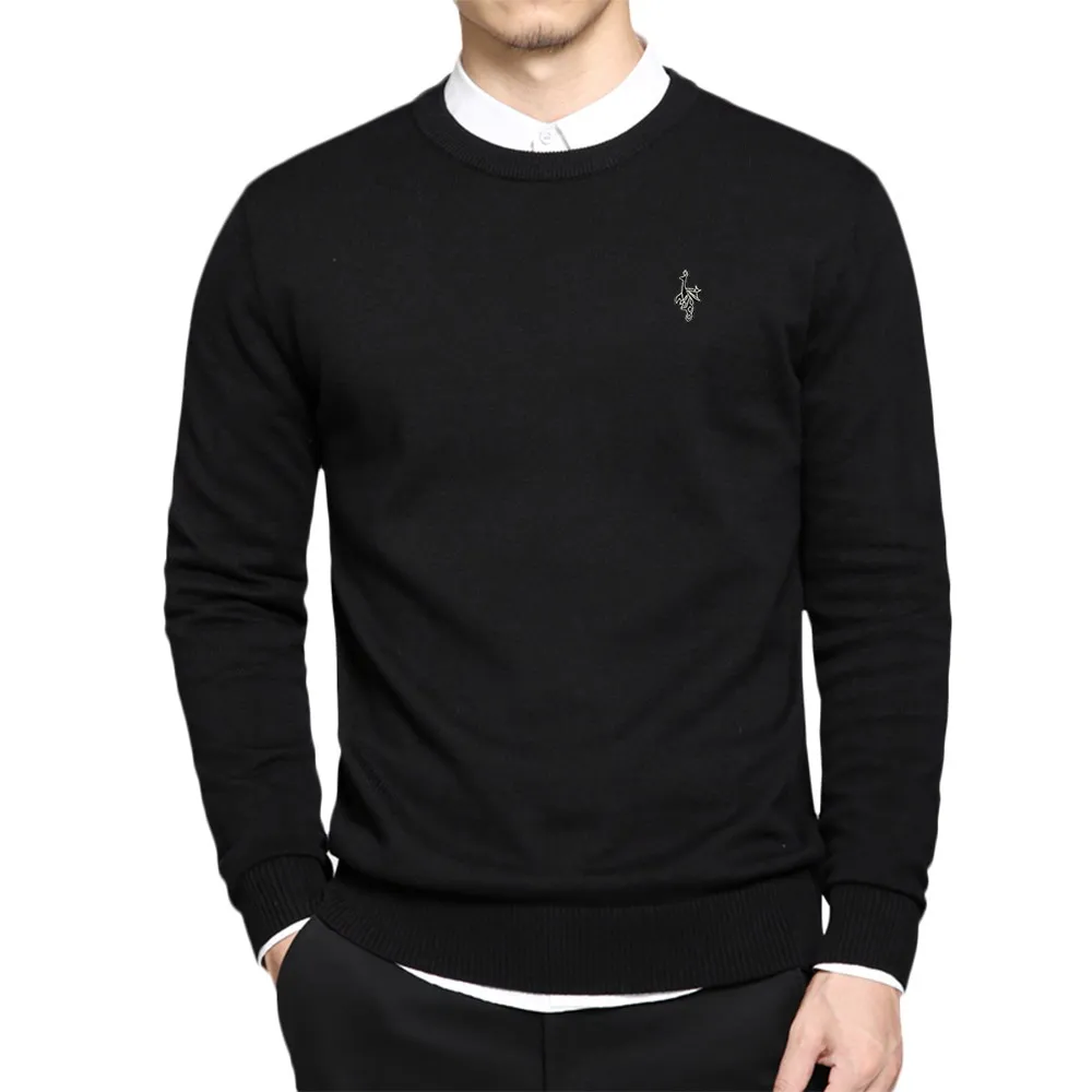 

Мужской Однотонный свитер, трикотажный хлопковый джемпер с круглым вырезом, большие размеры, простой стиль, весна-осень 2021