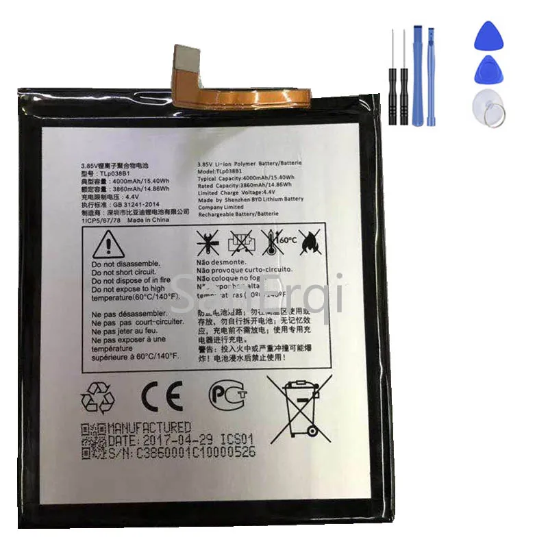 Оригинальный новый высококачественный аккумулятор TLp038B1 4000 мАч для Alcatel One Touch 5090Y 7071D 7071DX XL A7 LTE, аккумулятор для двух SIM-карт