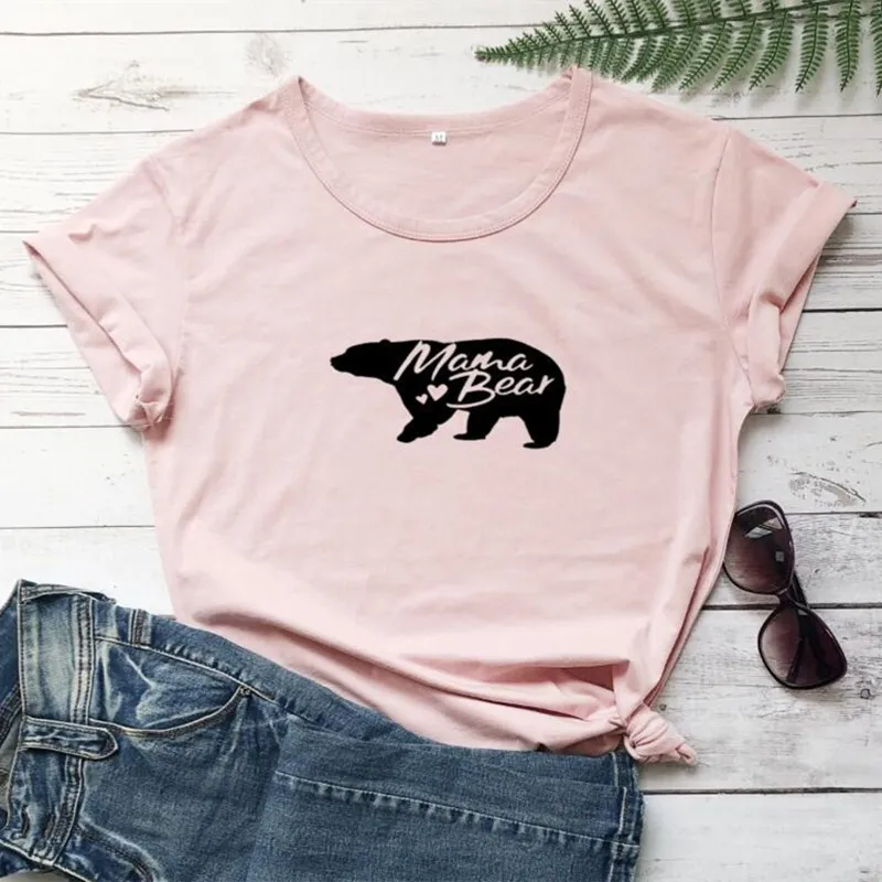 

Женский хлопковый топ с коротким рукавом, летняя футболка с принтом медведя