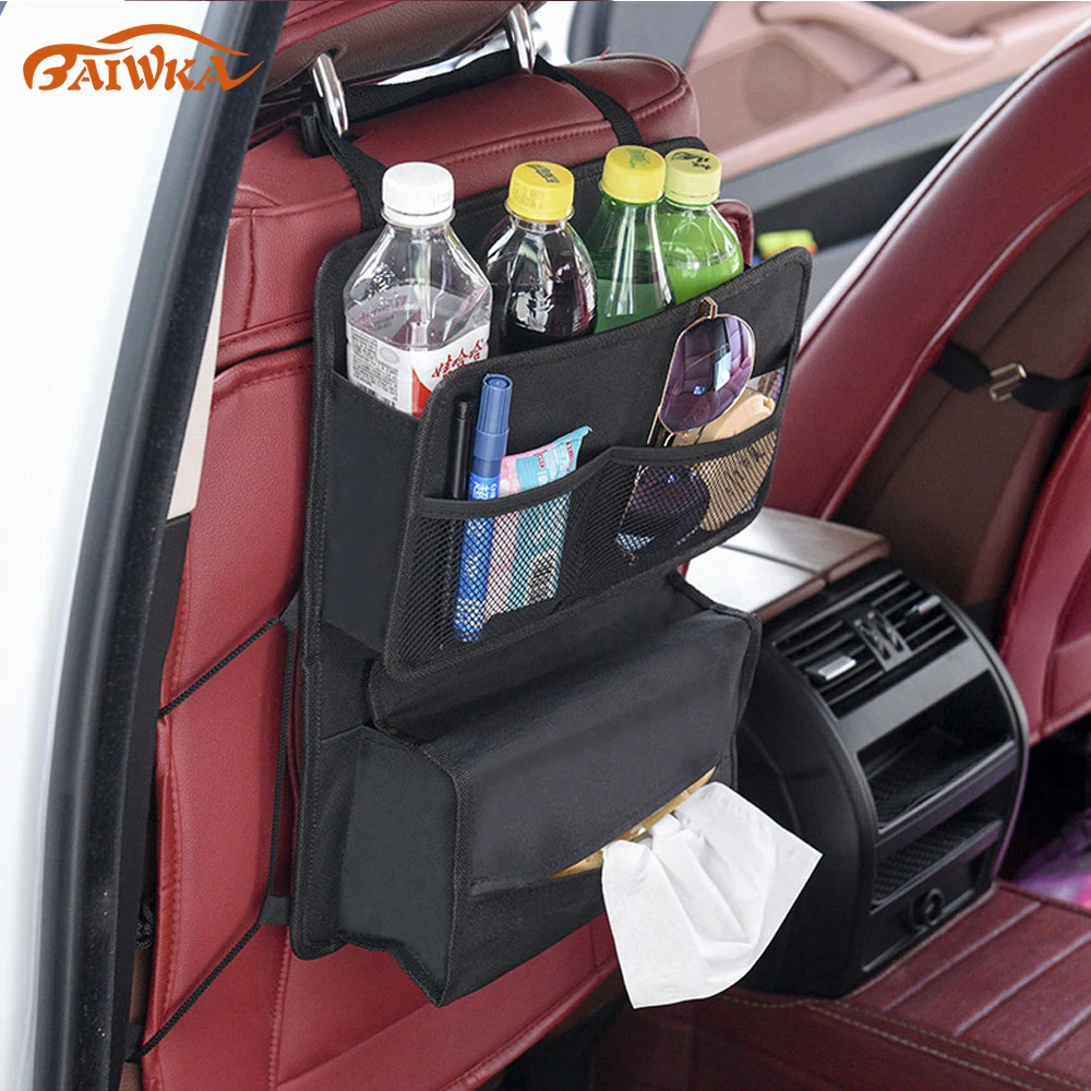 

Auto Seat Back Organizer Hanging Bag Drinks Holder Toilet Box Mesh Stowing Tidying Bags Oxford Car Interior Storage Accessories