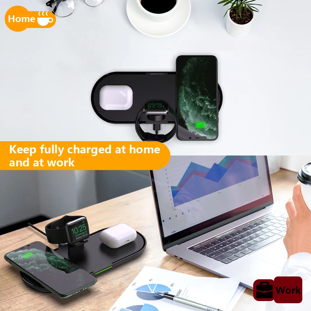 25W Qi Wireless Charger 3 in 1 Fast Charging Station for Apple Watch 5 4 2 iPhone 11 XS XR 8 X Airpods Pro Fold Stand Pad New | Мобильные