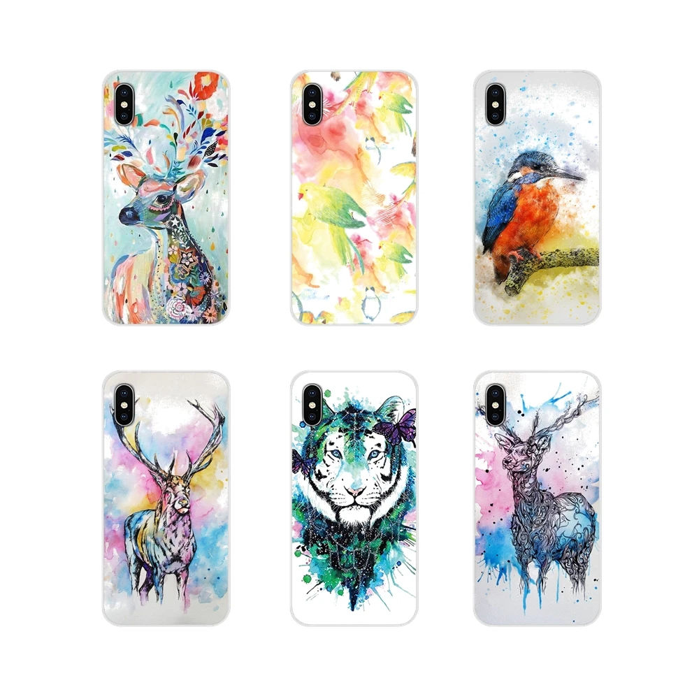 ТПУ чехол для Huawei G7 G8 P7 P8 P9 P10 P20 P30 Lite Mini Pro P Smart Plus 2017 2018 2019 Акварельная краска оленя
