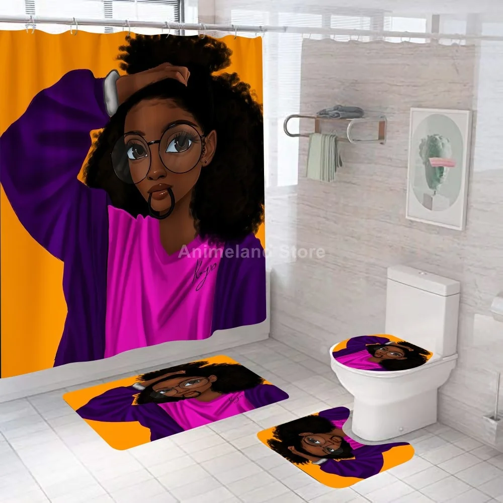 Картина занавески для душа Африканской женщины ванной комнаты девочек набор