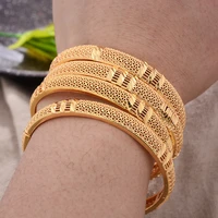 4pcslot new bending 24k dubai jewelry gold color bangles ethiopian african bangle bracelets for women arab wedding gifts