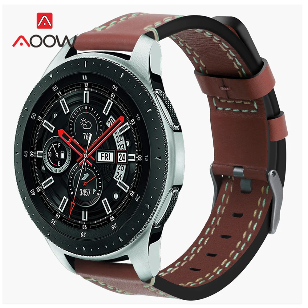 22 мм ремешок из натуральной кожи для samsung Galaxy Watch 46 мм gear S3 huawei GT Amazfit Stratos Pace Line быстросъемный браслет