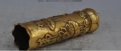 306 8 &quotКитайский латунный по феншуй медный Лотос Будда статуя кисточки горшок