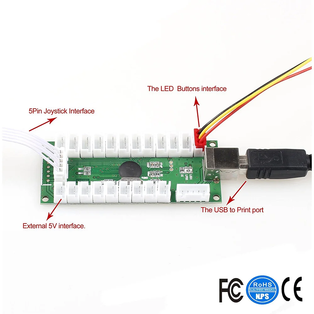 4 Классический DIY Аркады Kit нулевой задержкой USB энкодера + 8 джойстик 5V