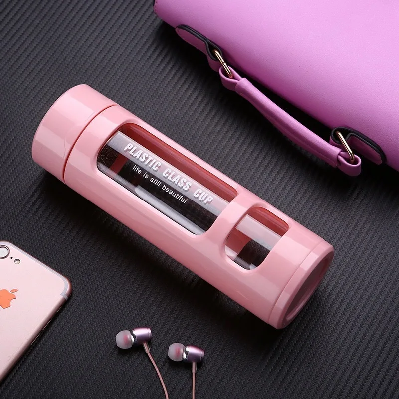 pink colour Термос с двойным стеклом, кружки, Термокружка 420 мл, Термокружка, Модные вакуумные колбы, чашки, пластиковая стеклянная чашка, Мужская вакуумная колба - Цвет: pink colour