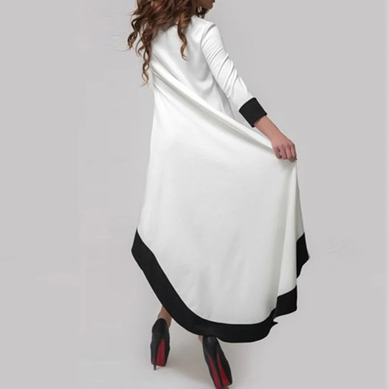 Новые женские платья больших размеров повседневные с круглым вырезом и длинными