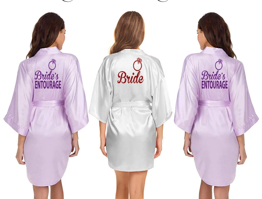 Атласная одежда для сна невесты халат индивидуальное Ночное платье девичника