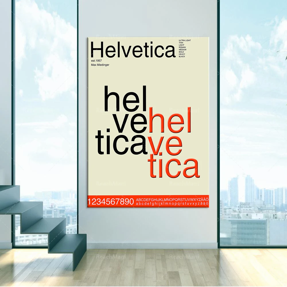

Affiche d'impression de polices Helvetica, spécimen de type impression-suisse de style moderne du siècle médiéval, conception gr