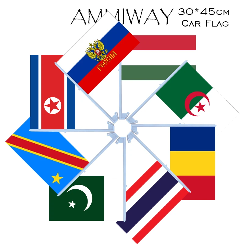 AMMIWAY 30x45 см автомобильные флаги Венгрия Алжир Румыния Таиланд Пакистан