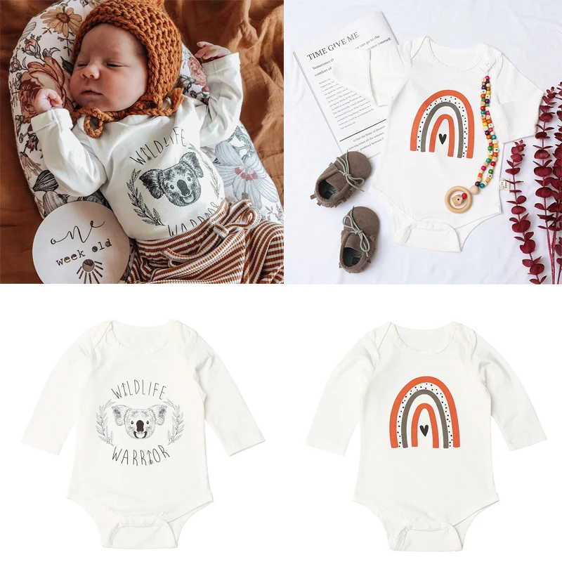 

Infant Bodysuits 2021 New Spring Baby Boys Girls Cute Print Long Sleeve Jumpsuits Newborn Toddler Cotton Clothes