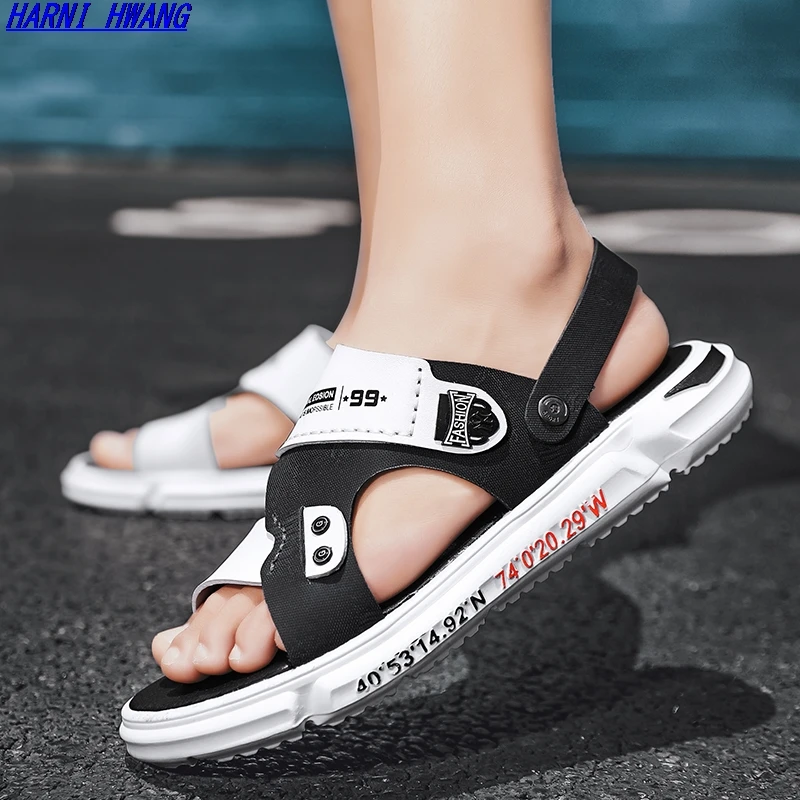 

Leather Sandals for Men Walking Slip on Comfort Slide Outdoor Leisure Business Summer Slippers Beach Sport Breathable Shoe