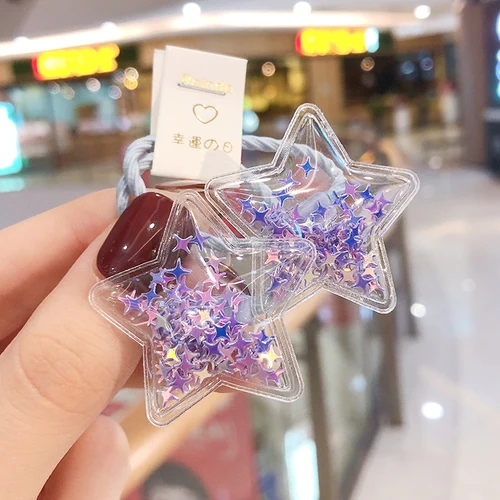 New Cute Crown Star Heart Girls Rubber Bands Princess Hair Ornament Headwear Elastic Hair Bands Headbands Hair Accessories - Цвет: star purple