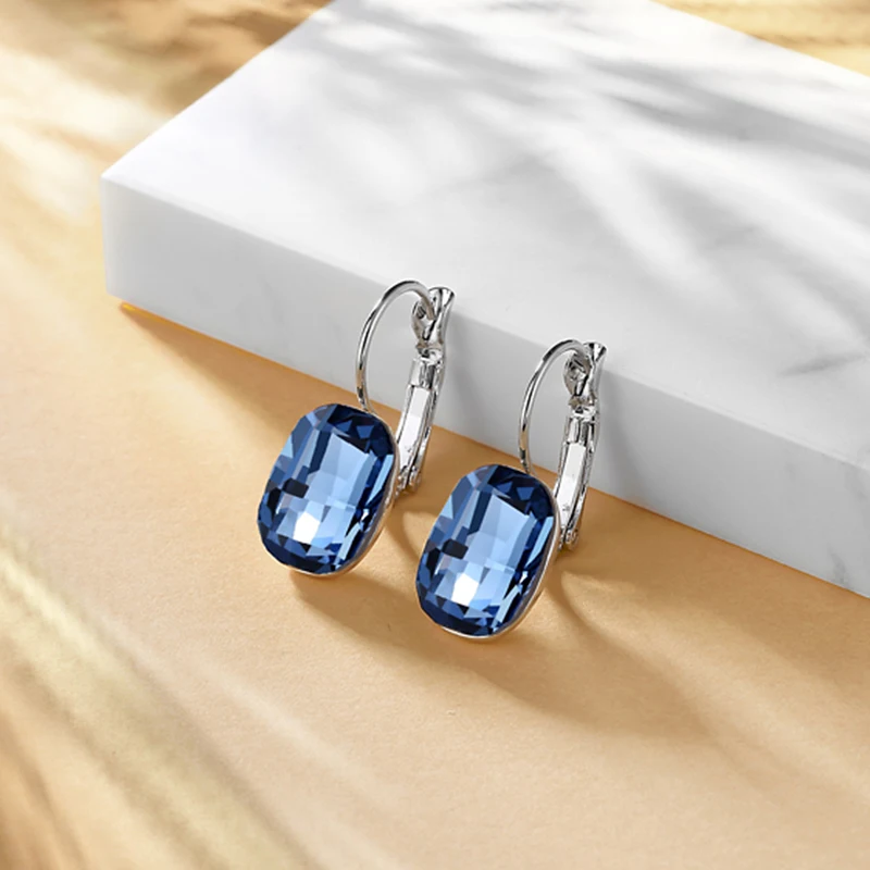 Новый 3 вида цветов роскошный квадратный камень женские серьги 925 серебро