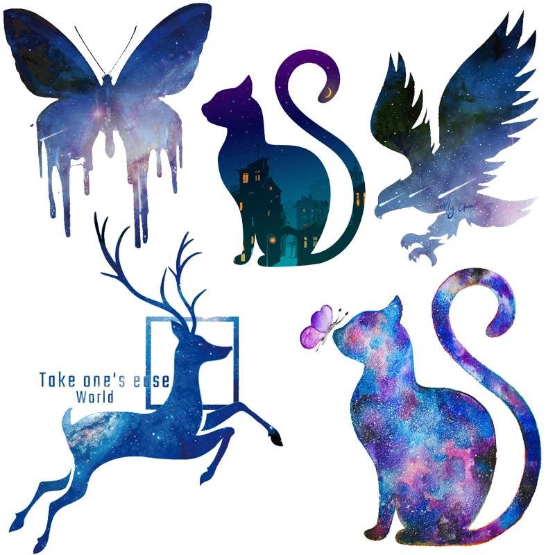 Железная модная теплопередача для одежды с изображением кота термонаклейки