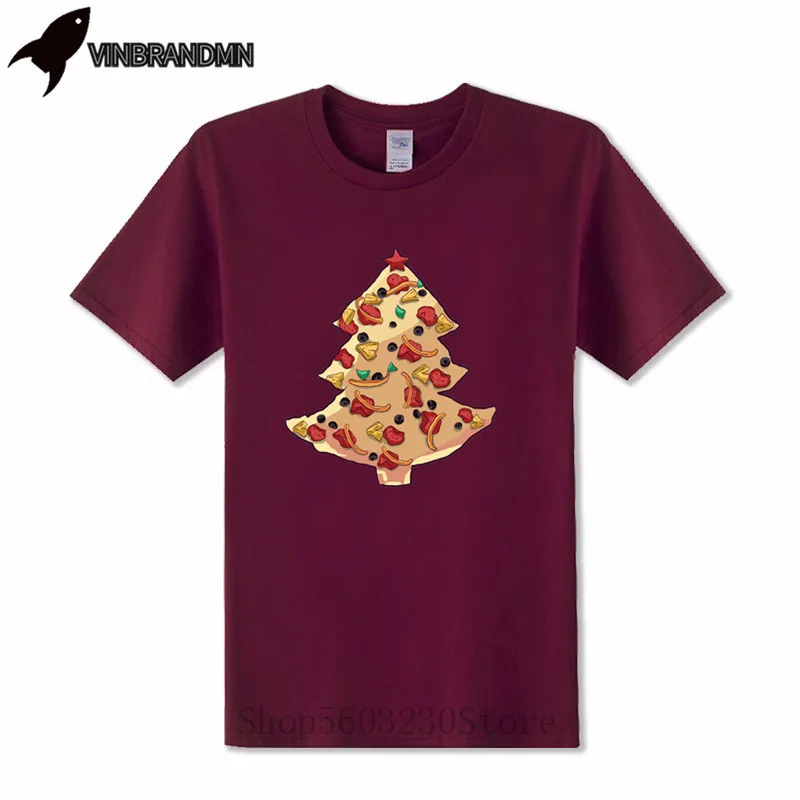Пародия Рождество пицца дизайн футболка для мужчин смешные мужские футболки с