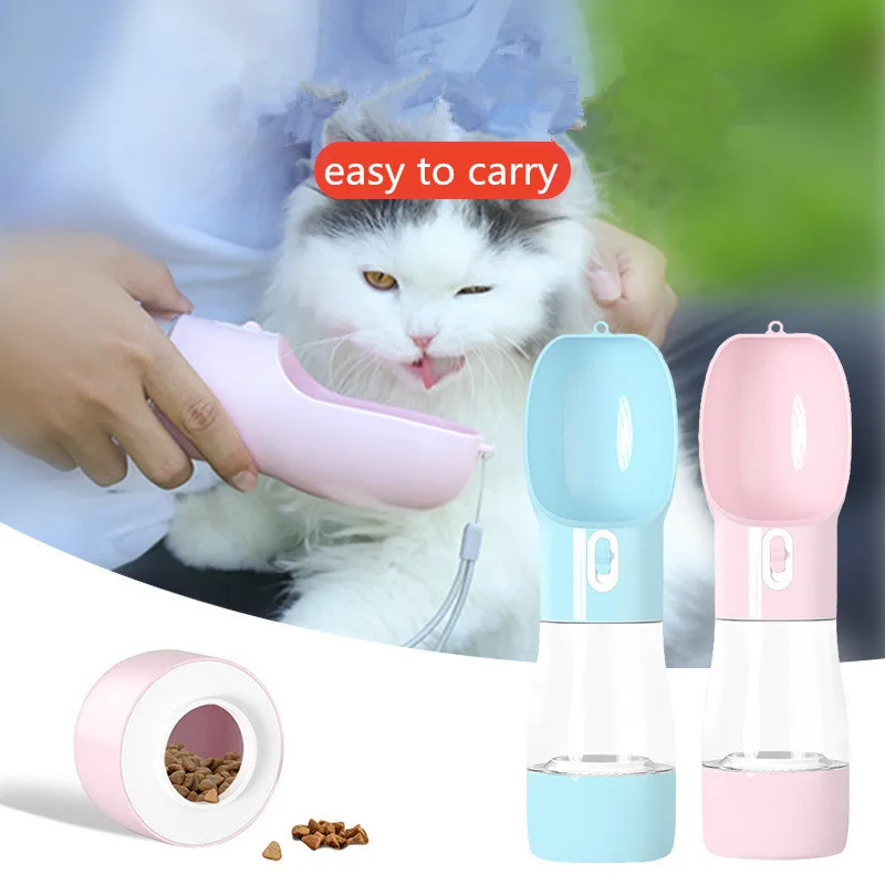 

2 In 1Drinker for Cat Dogs Water Bottle Feeder Bowl Portable Water Food Bottle Pets Outdoor Travel Drinking Cat Bowls Supplies