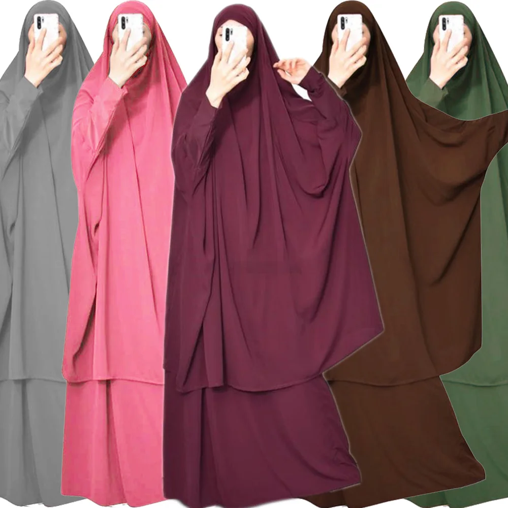 2 шт., мусульманский хиджаб исламское платье Абая, скромное полное покрытие, буркас, Ближний Восток, арабские женщины, Макси Кафтан, химар, бо...
