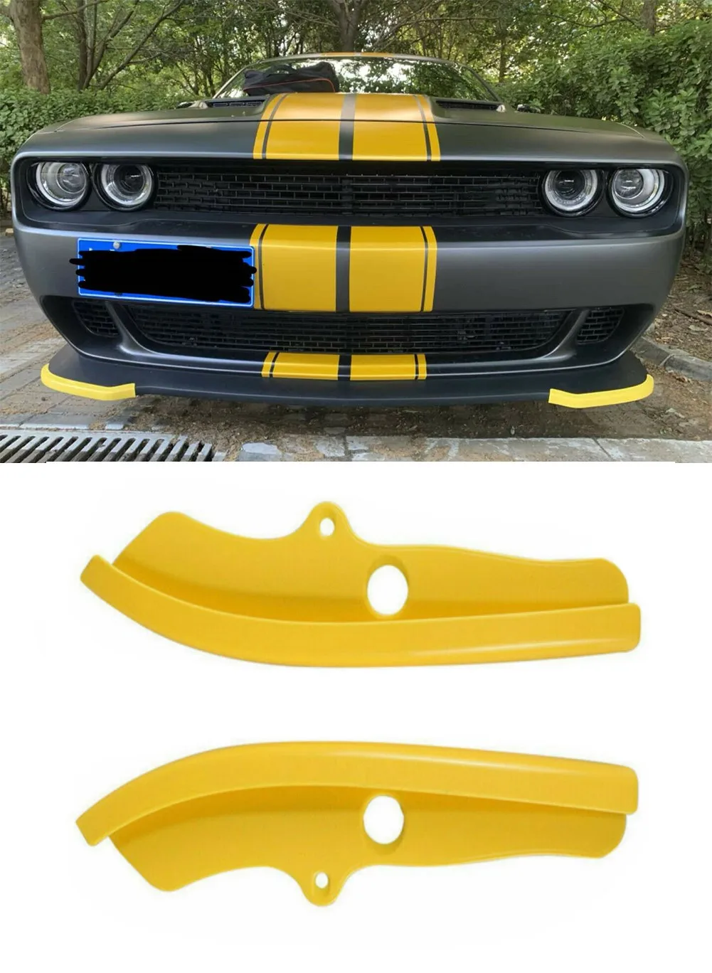 

1Pair Yellow Front Bumper Lip Splitter Protector For Dodge Challenger 68327082AA 68327083AA Bumpers Protector Durable Use