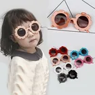 Детские солнцезащитные очки, круглые пластиковые очки с цветами для мальчиков и девочек