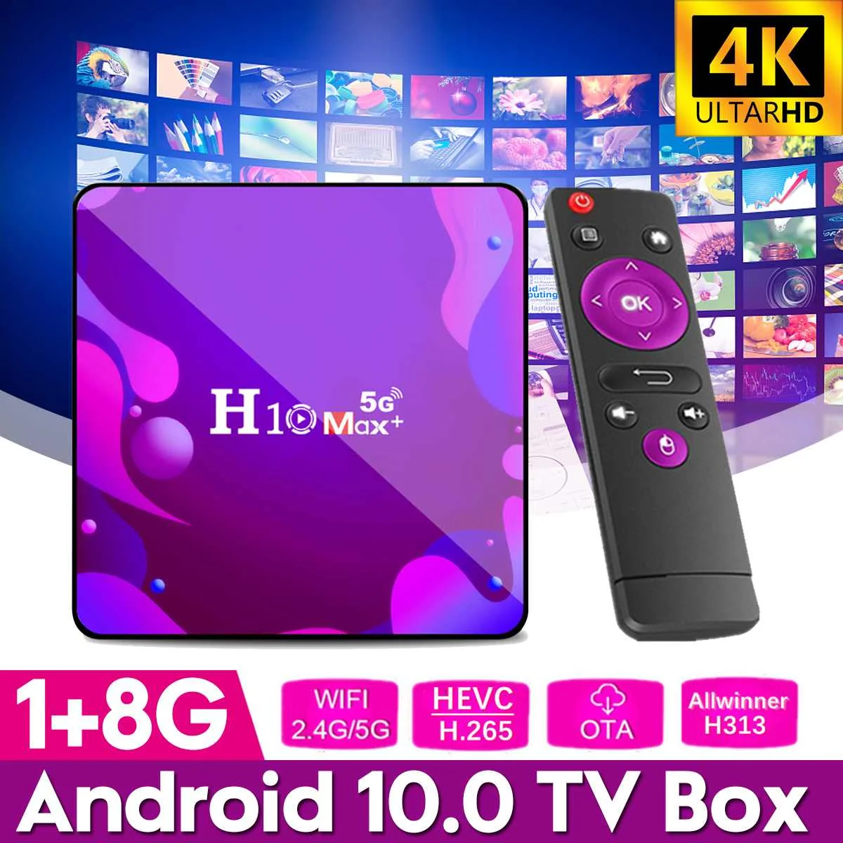 Приставка Смарт ТВ H10 Max plus Android 2 4 ОЗУ ГБ 16 ГГц и фото Wi Fi 4K медиаплеер H313