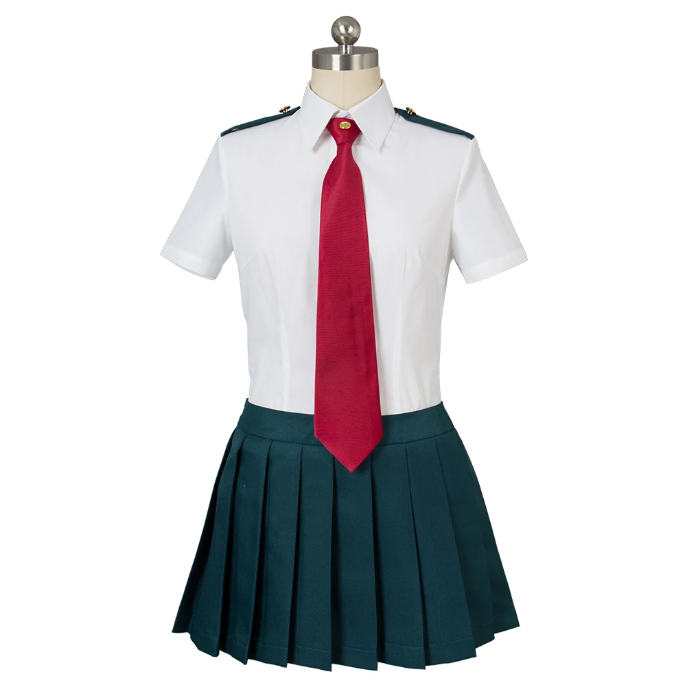 

Anime Boku no My Hero Academia Ochako Uraraka Cosplay Costume Tsuyu Asui Summer Uniform Dress Full Set Halloween