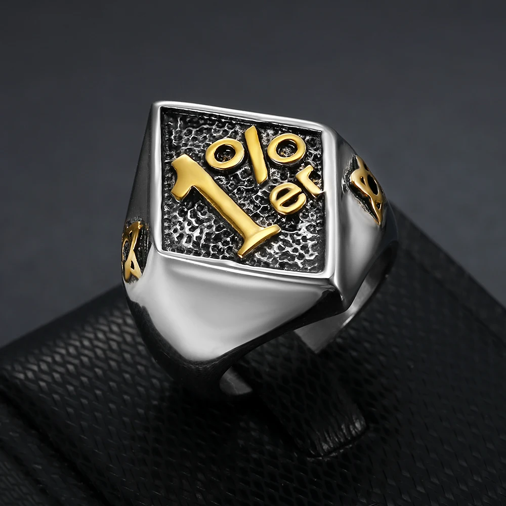 Shengmei Newest Golden Silver Color 1%er Men Rings Stainless Steel Gothic Handsome Party Men's Jewelry | Украшения и