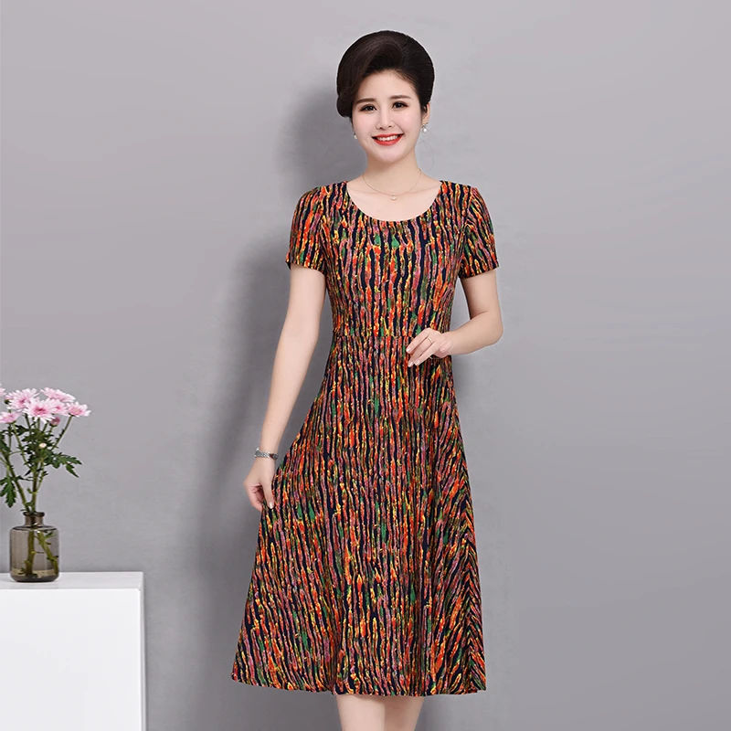 Летние Платья с цветочным принтом для женщин круглым вырезом и короткими