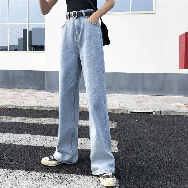 

High Waist Wide Leg Denim Pants 2020 Early Autumn New Sisters Chic Elegant Slimming Loose Pants Fashion Mop Pants Fashion