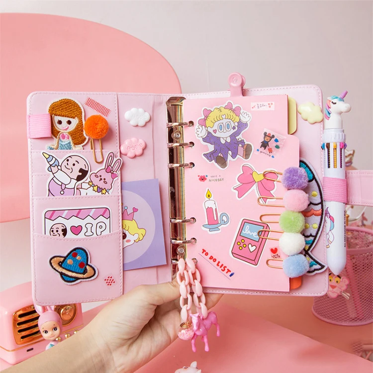 Kawaii PU планировщик блокнот розовый A6 спиральный блокнот планировщик Органайзер связующий дневник пули блокнот-журнал