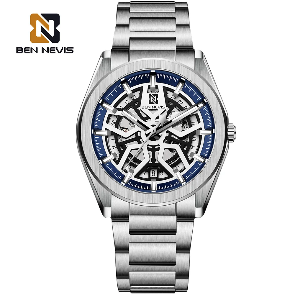 

BEN NEVIS New Hollow Mechanical Watch Steel Band Automatic Watch Watches for Men Automatic Self Winding Mens Watch Luxury Watch