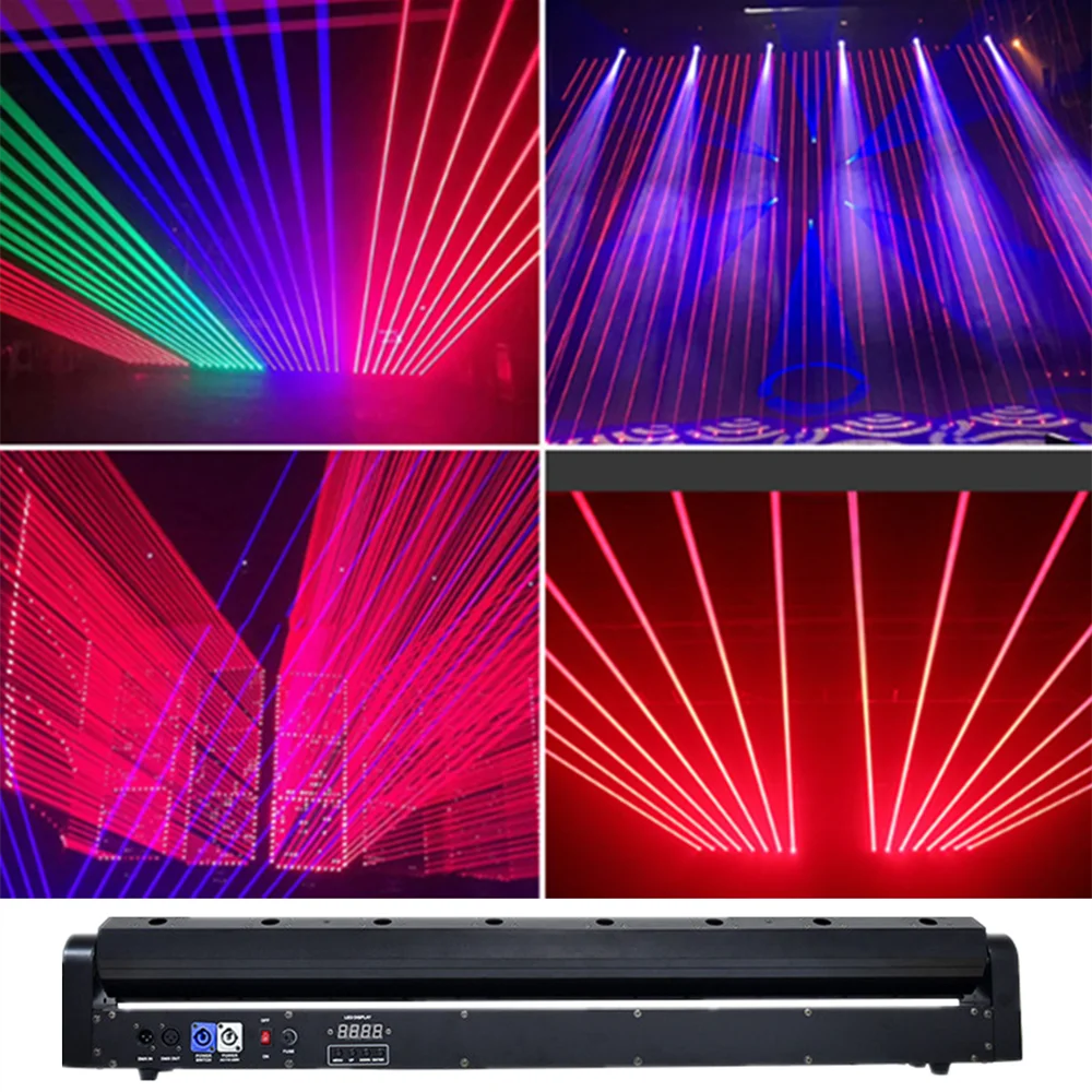 Лазерная лампа восемь головок лучей красный лазер