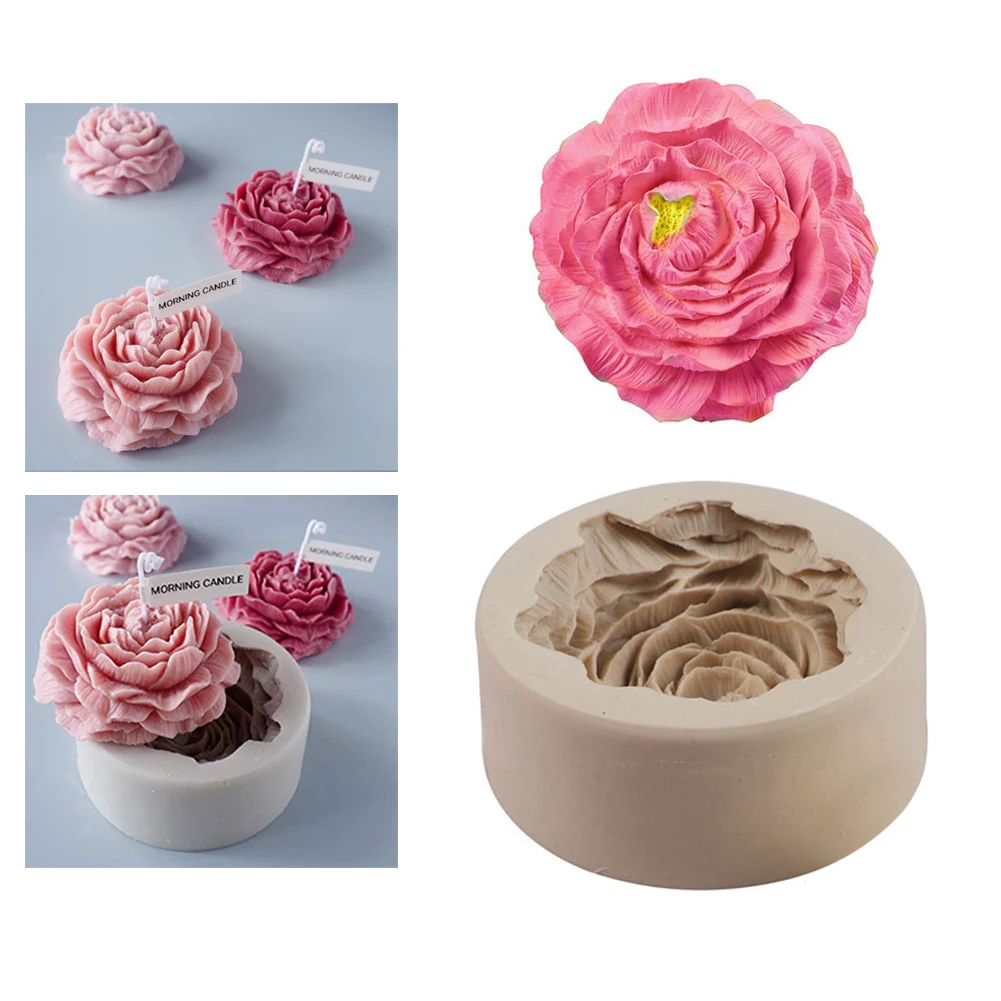 

Peony Flower Candle Wax Silicone 3D Candle Soap Mold Cake Baking Decoration DIYManual Handmade Resin Clay Plaster Gumpaste Mould