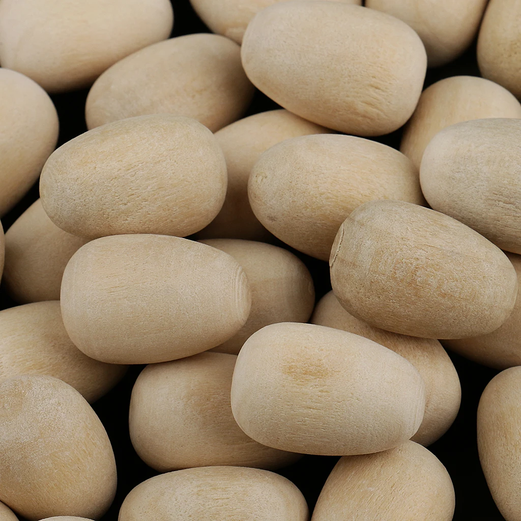 

50pcs Unfinished Wooden Hen Eggs Craft Blanks for Easter Decor Painting