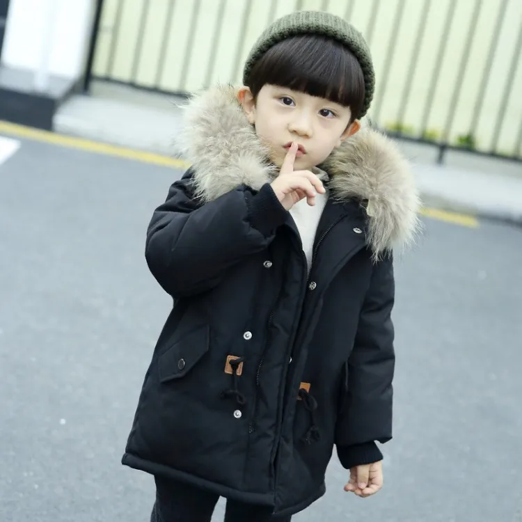 2019 winter boy fur collar drawstring cotton warm jacket |