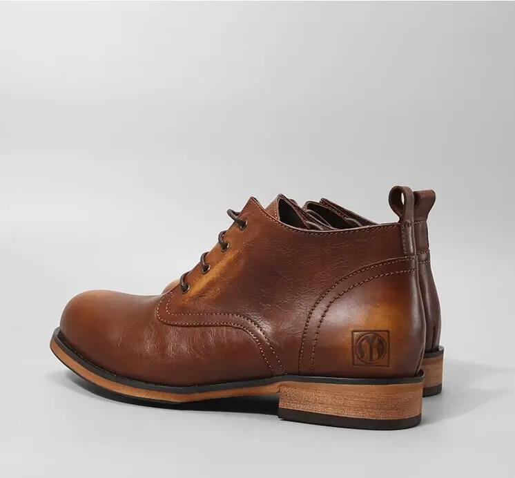 Зимние классические мужские повседневные ботинки из натуральной коровьей кожи