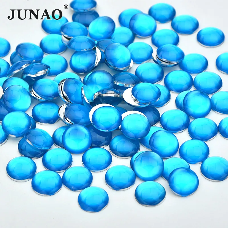 JUNAO, 4 мм, 12 мм, неоновые, зеленые, цветные, с плоской задней стороной, стразы, аппликация, Круглый, для ногтей, кристалл, камень, не исправление, Стразы для украшения - Цвет: Aqua Blue